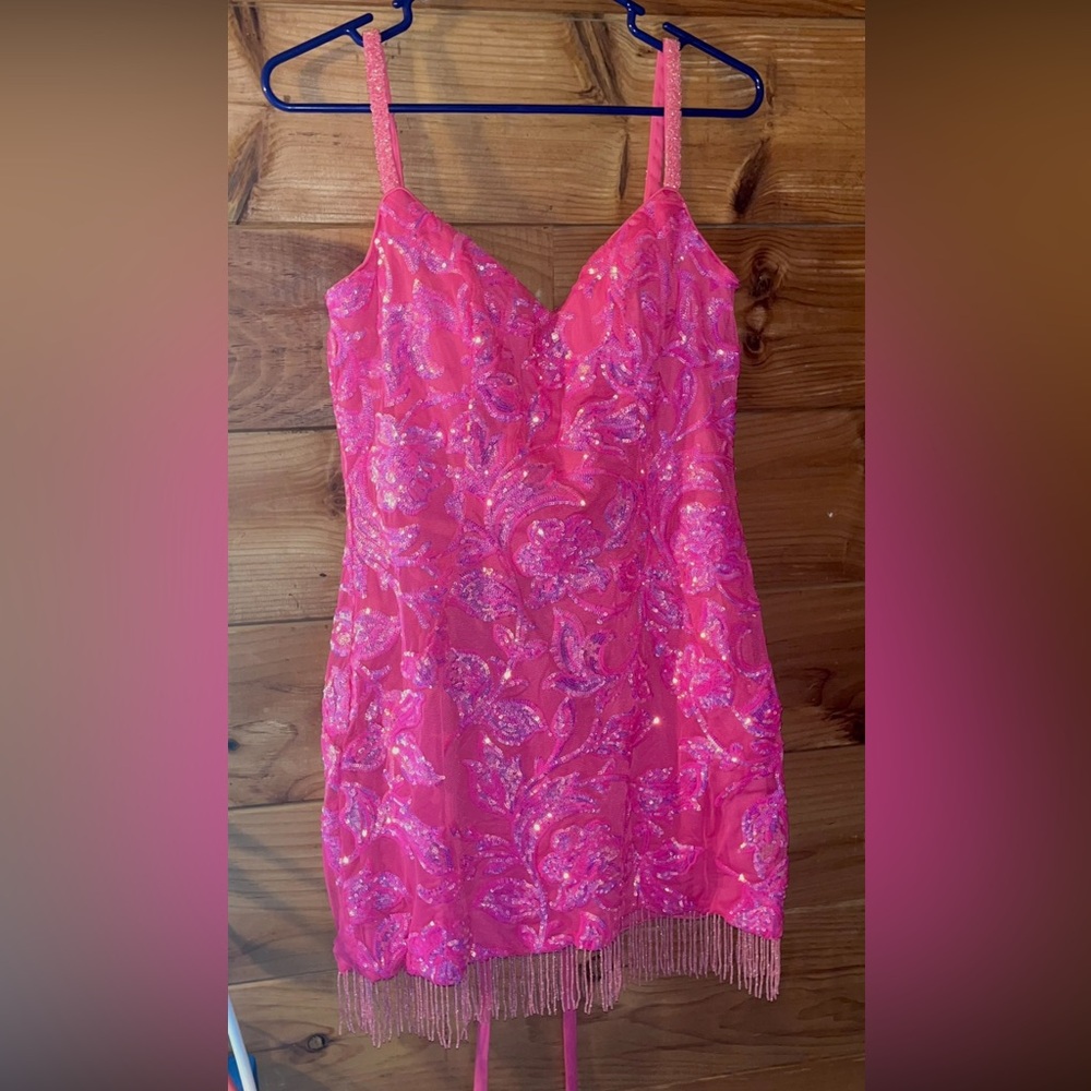 Elegant Pink Sequin Prom Dress